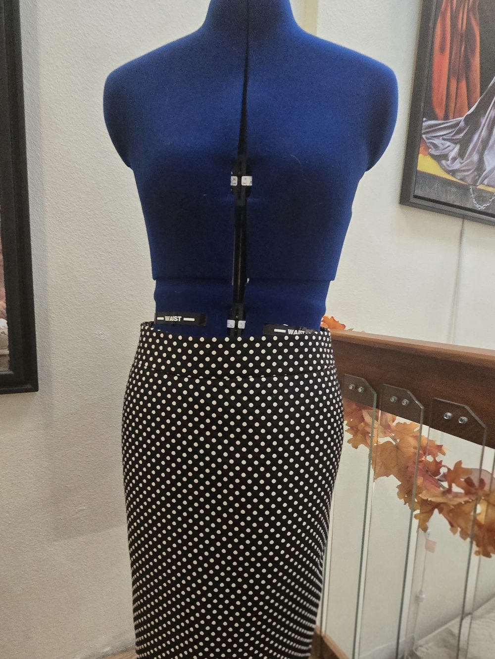 Ann Taylor Size 6 Black White Polka Dot Textured Pencil Skirt Workwear